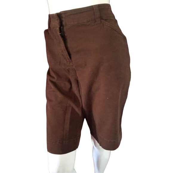 Jones New York Sport High Waisted Bermuda Shorts Sz 14 Petite Womens Brown with - Picture 4 of 8